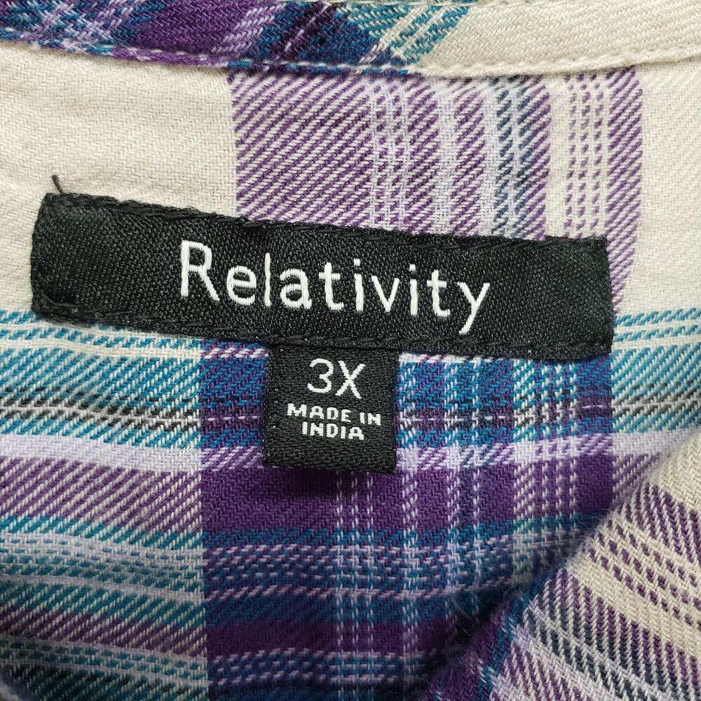 Relativity Plaid Shirt Womens SZ 3X NWT Long Sleeve Button Down Top Lightweight - Picture 9 of 15